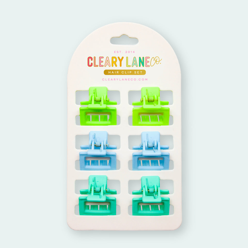 Mini Hair Clip Set | Blue & Green