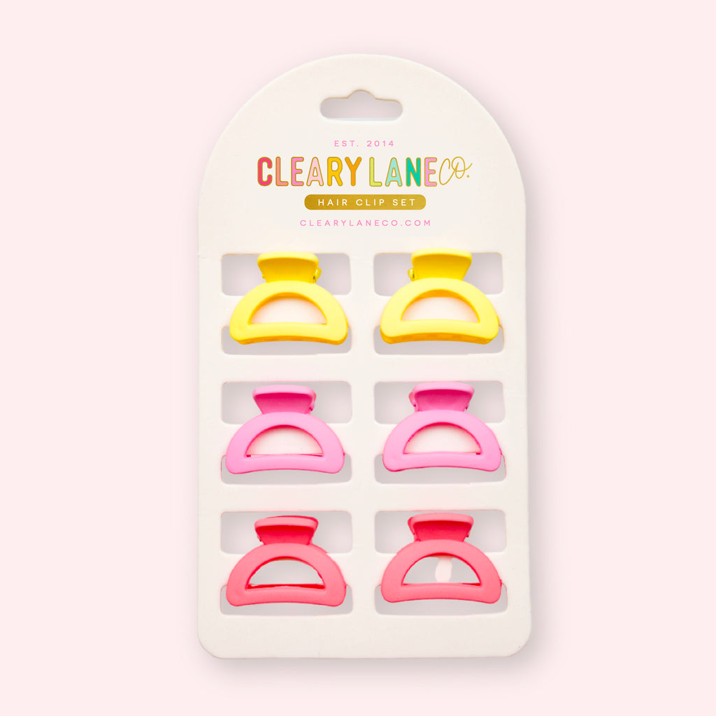 Mini Hair Clip Set | Pink & Yellow