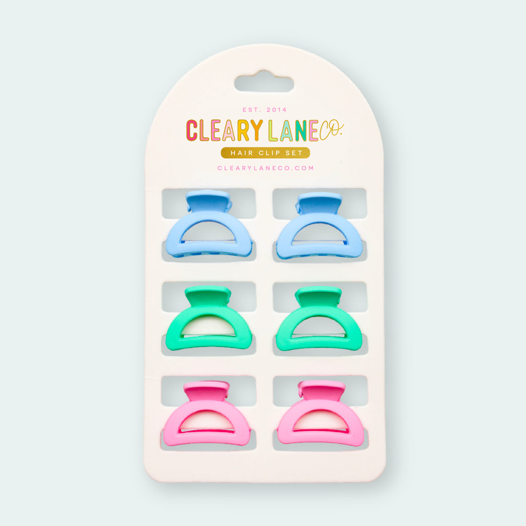 Mini Hair Clip Set | Pink & Blue