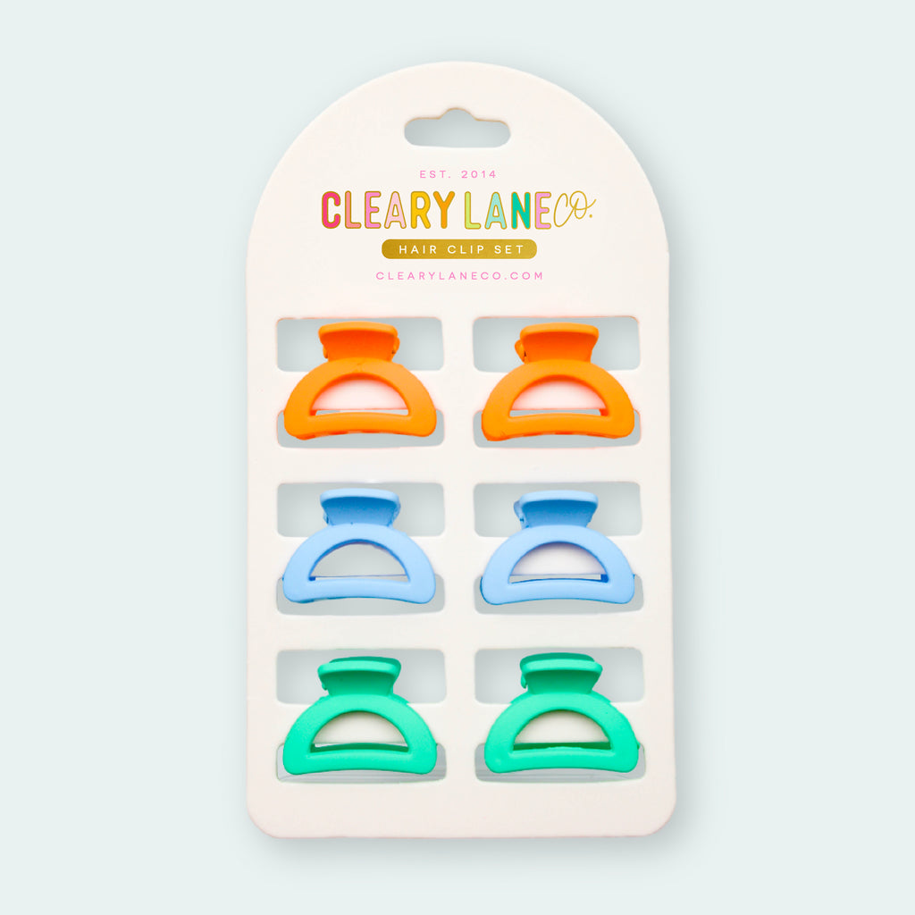 Mini Hair Clip Set | Blue & Orange