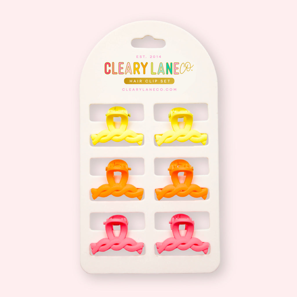 Mini Hair Clip Set | Pink & Orange