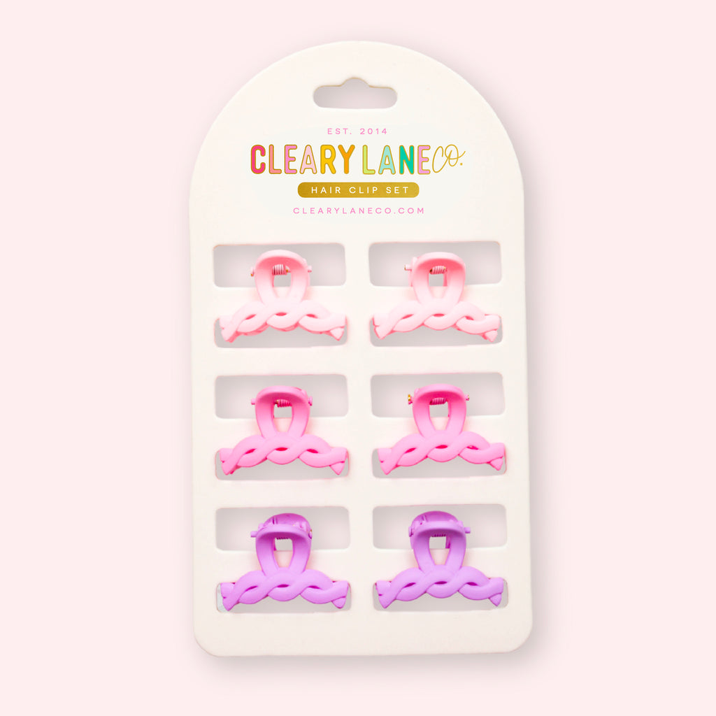 Mini Hair Clip Set | Pink & Purple