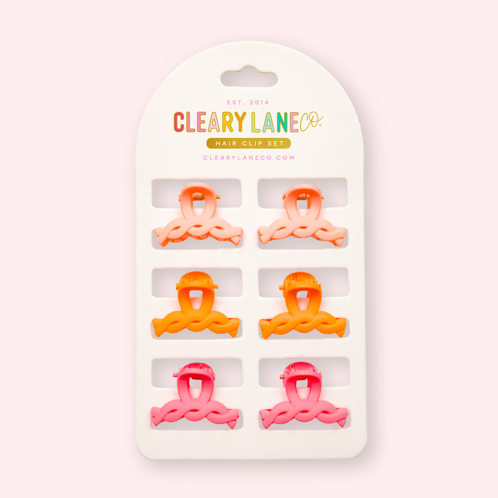 Mini Hair Clip Set | Pink & Orange