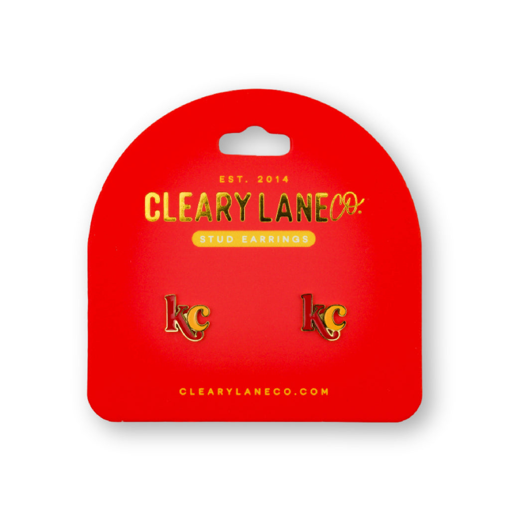 Kansas City KC Letters Enamel Stud Earrings