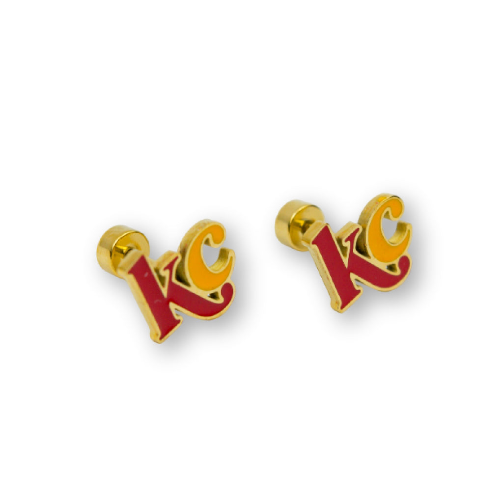 Kansas City KC Letters Enamel Stud Earrings