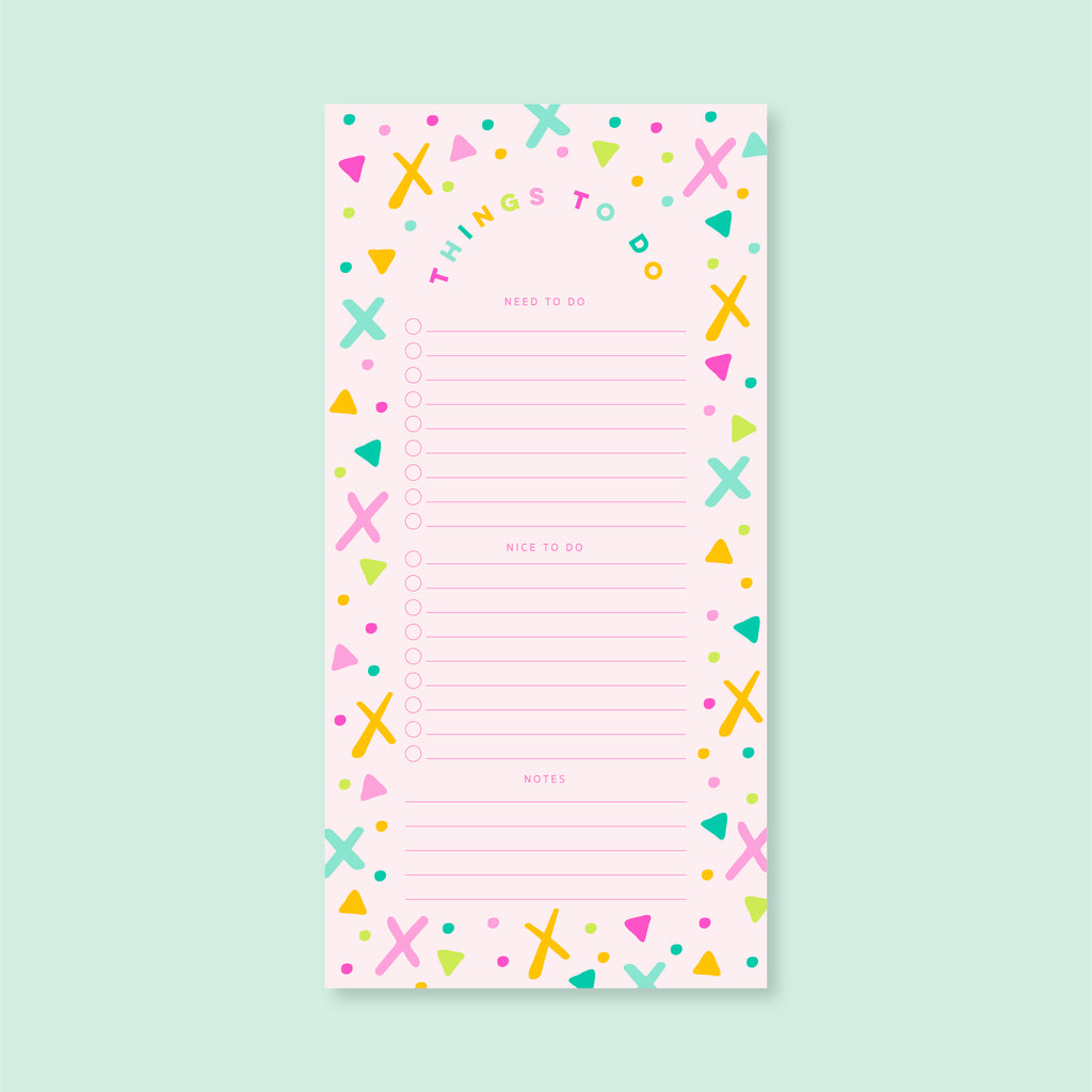 List Notepad | Pink Rainbow Shapes