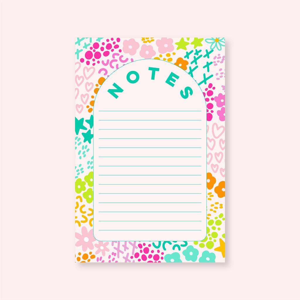 Small Notepad | Pink Rainbow Garden