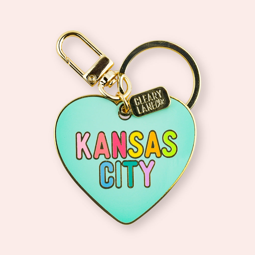 Kansas City Mint Rainbow Heart Enamel Keychain