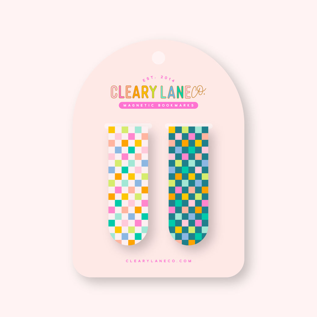Magnetic Bookmark Set | Rainbow Checkers