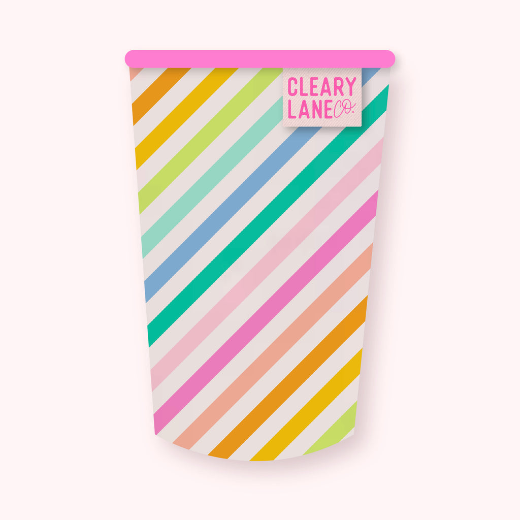 Blush Rainbow Diagonal Stripes | Cup Sleeve