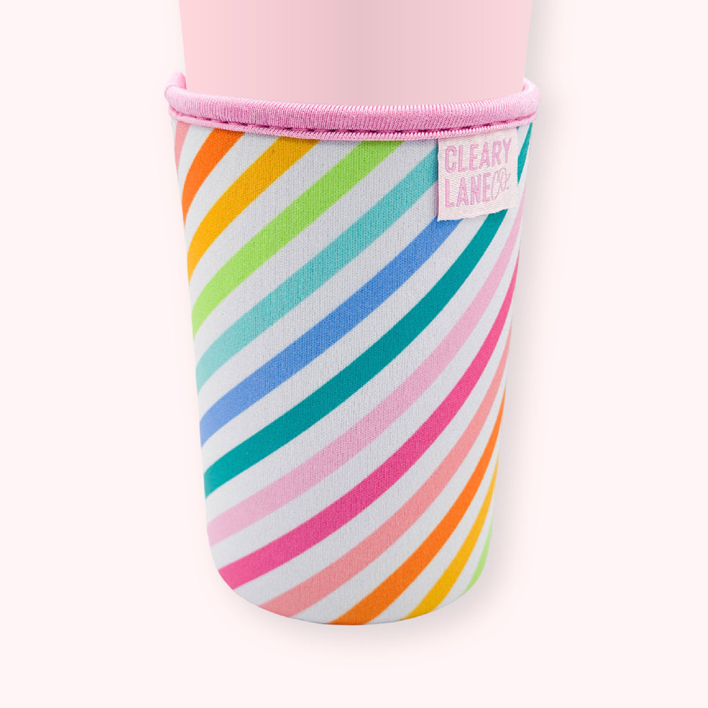 Blush Rainbow Diagonal Stripes | Cup Sleeve