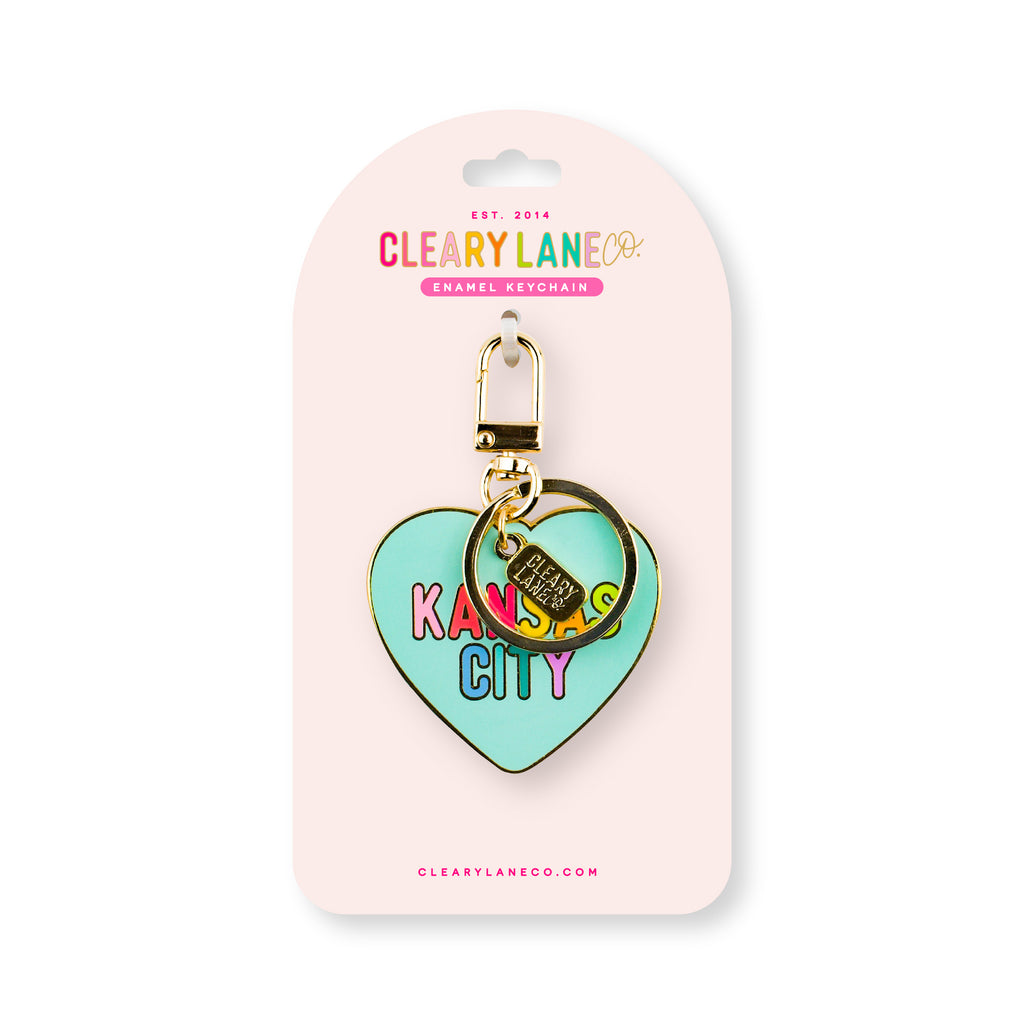 Kansas City Mint Rainbow Heart Enamel Keychain