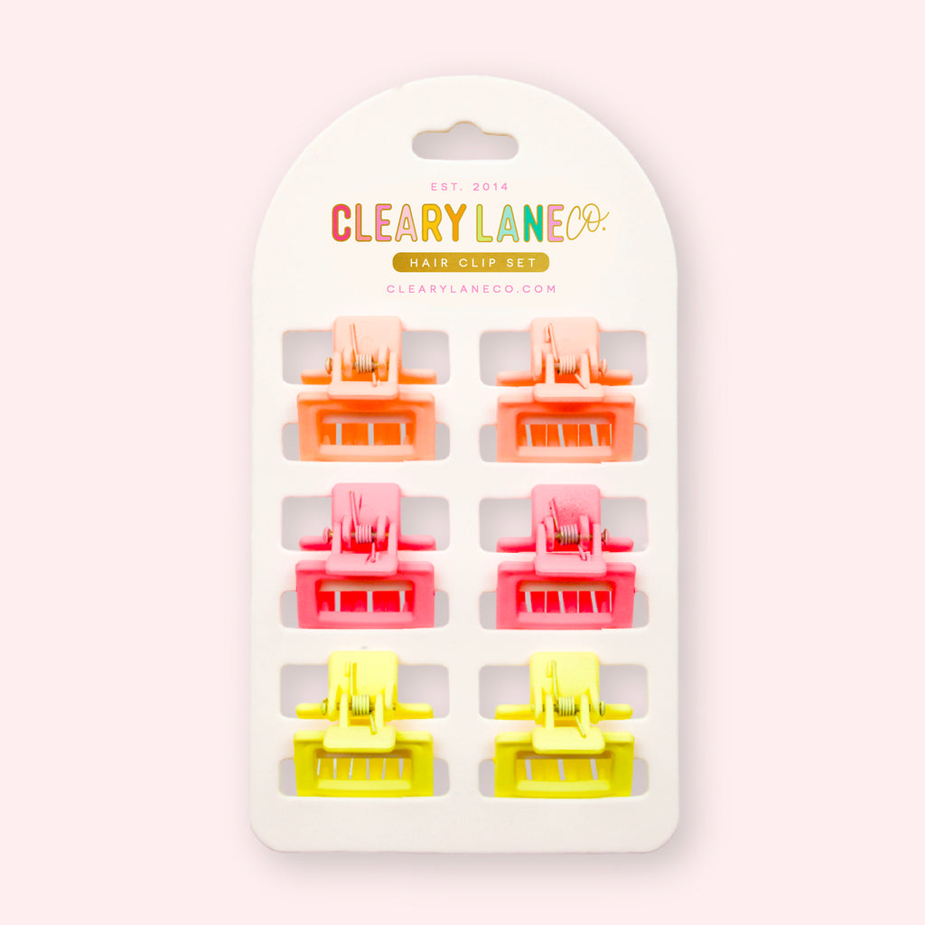 Mini Hair Clip Set | Pink & Orange