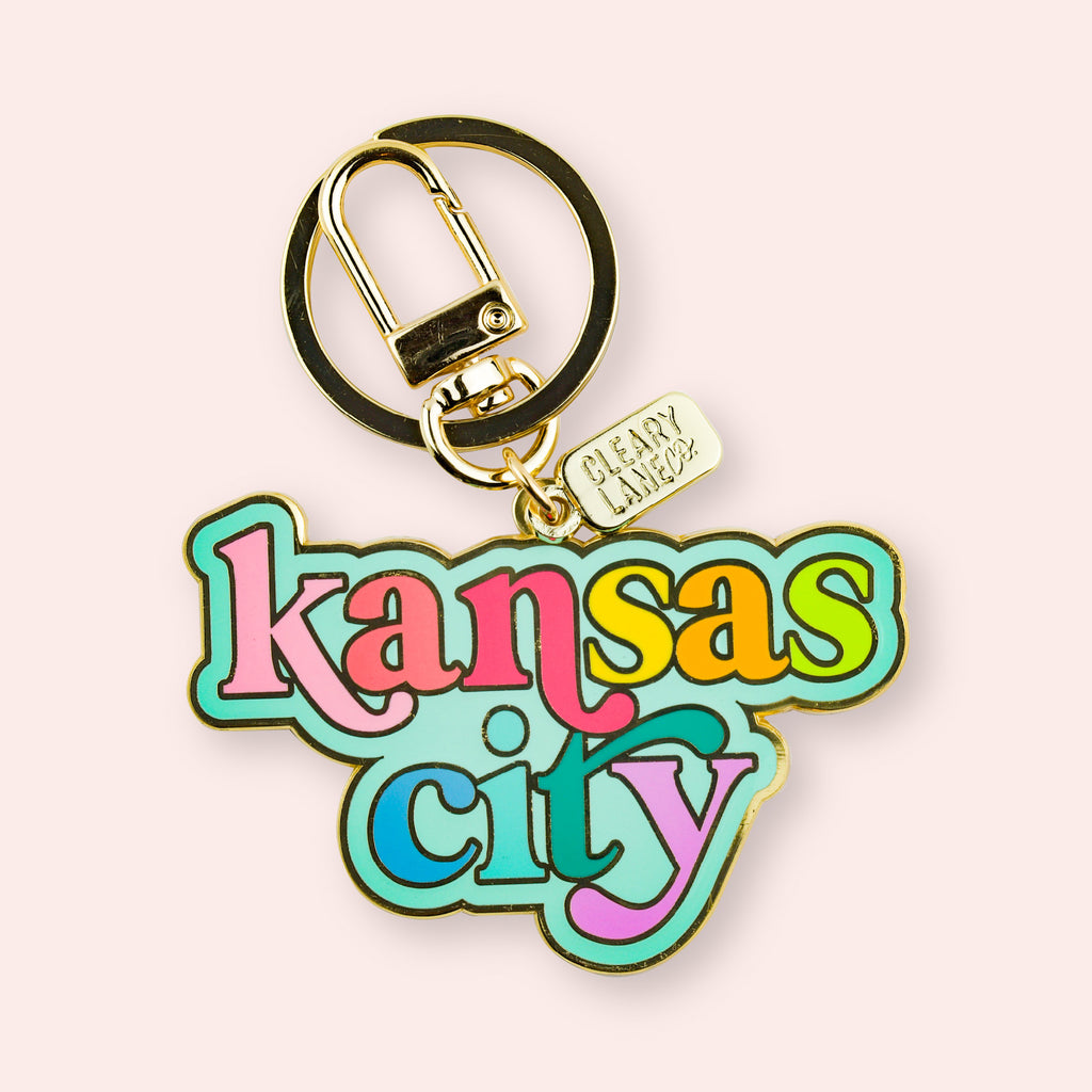 Kansas City Mint Rainbow Script Enamel Keychain