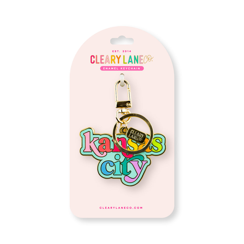 Kansas City Mint Rainbow Script Enamel Keychain