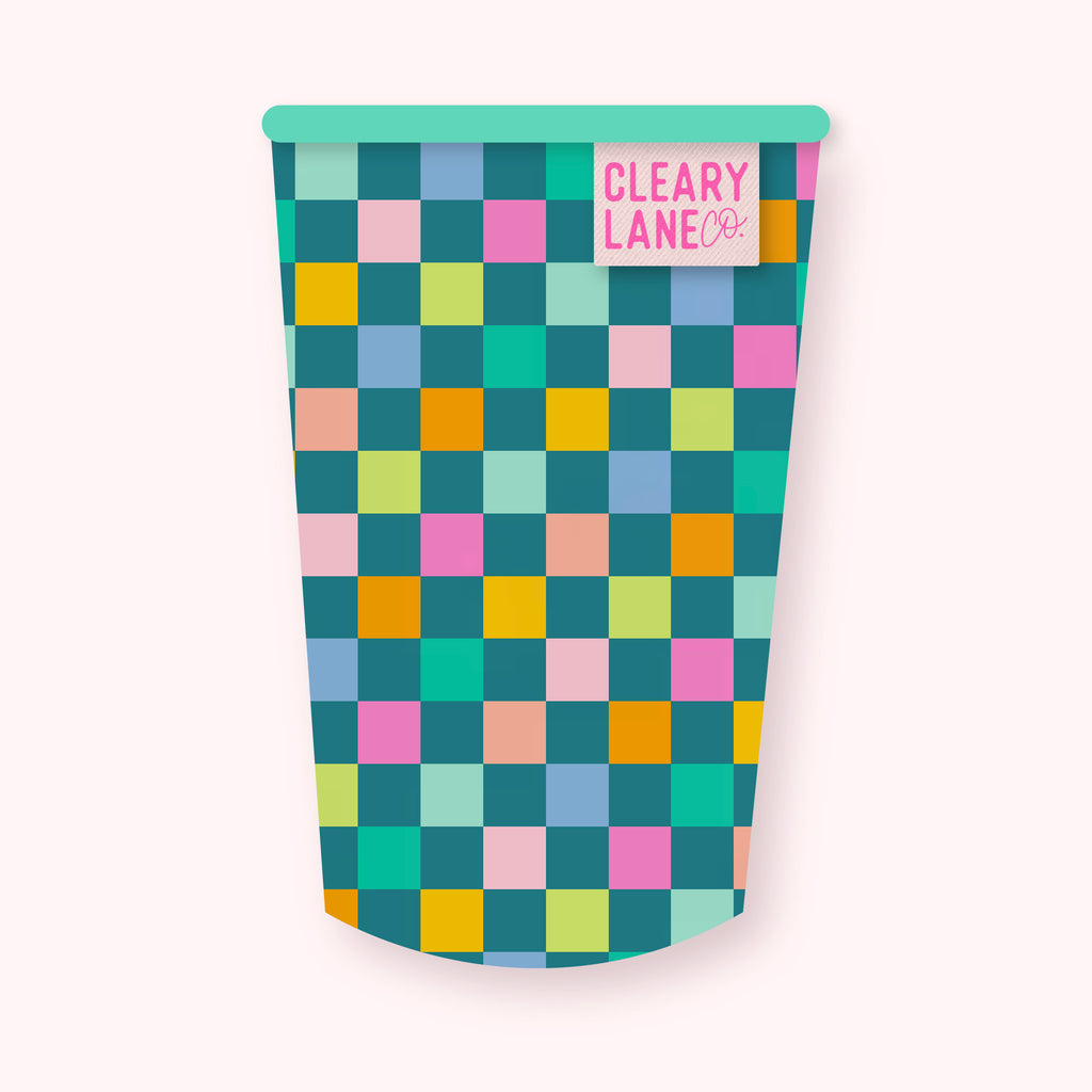 Emerald Rainbow Checkers | Cup Sleeve