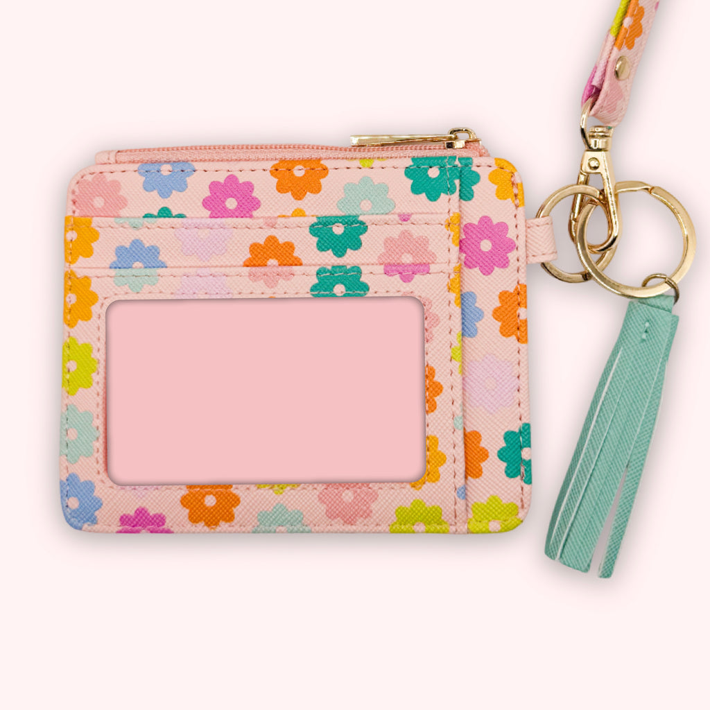 Wallet Keychain | Blush Rainbow Flowers