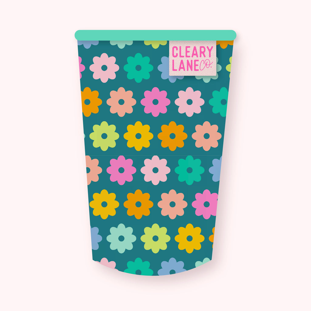 Emerald Rainbow Flowers | Cup Sleeve