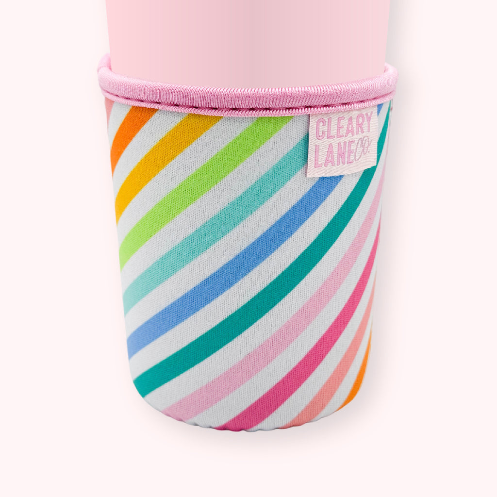 Blush Rainbow Diagonal Stripes | Cup Sleeve