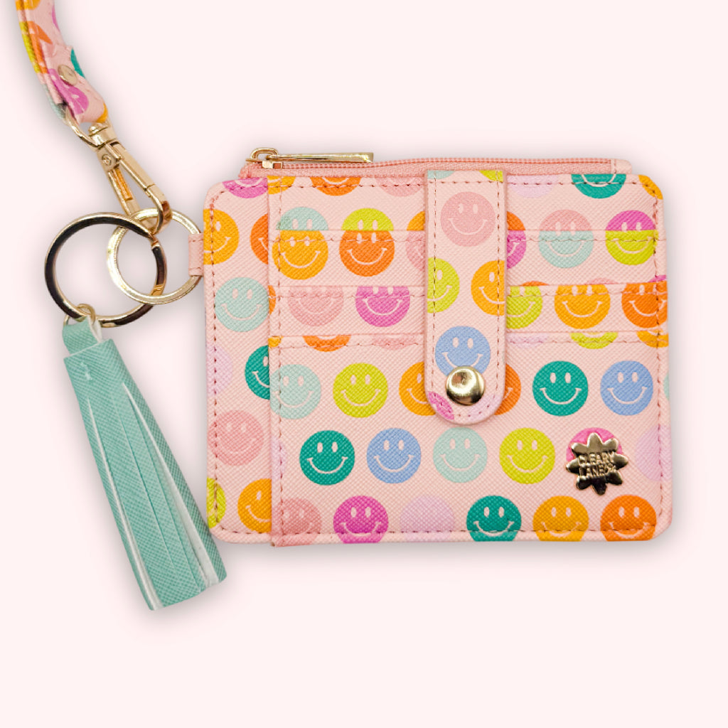 Wallet Keychain | Blush Rainbow Smiley Face