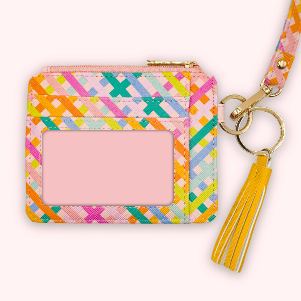 Wallet Keychain | Blush Rainbow Cross Stitch