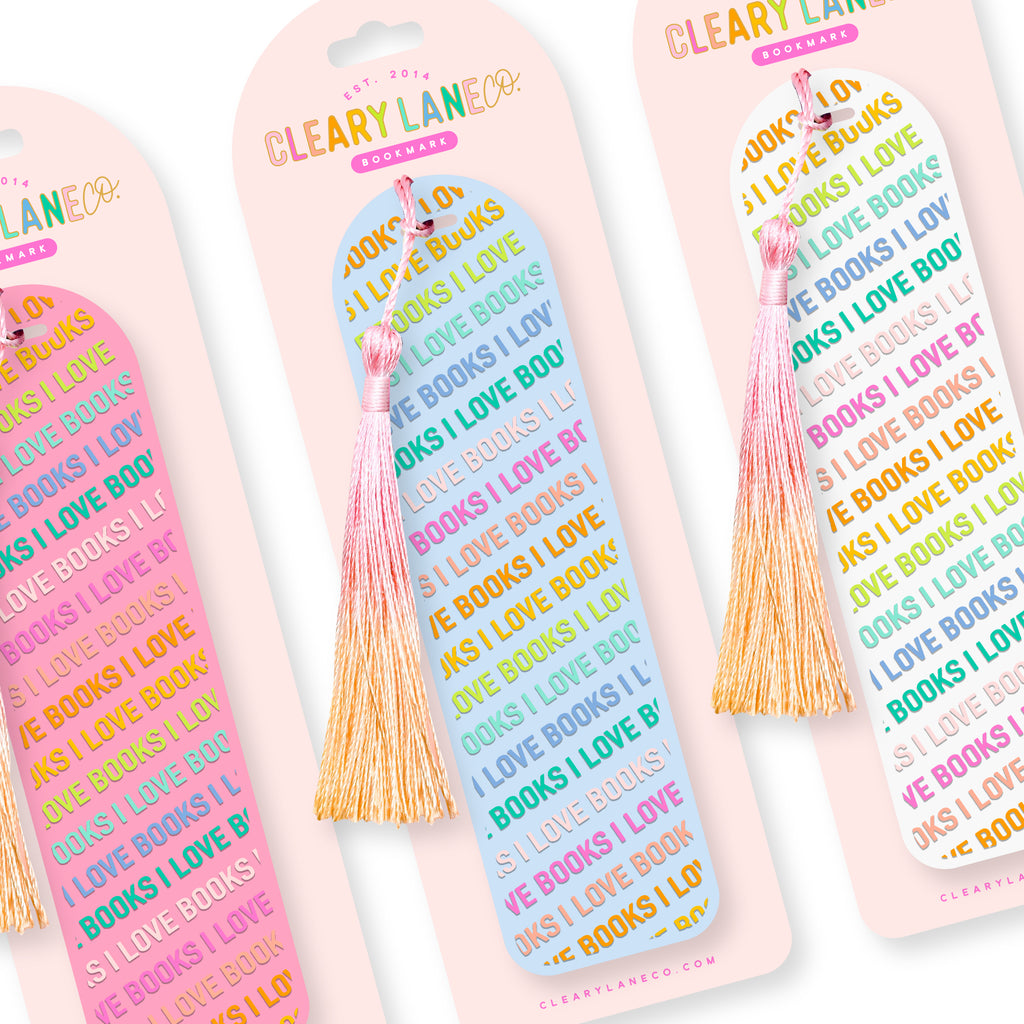 Acrylic Bookmark with Tassel | Rainbow I Love Books