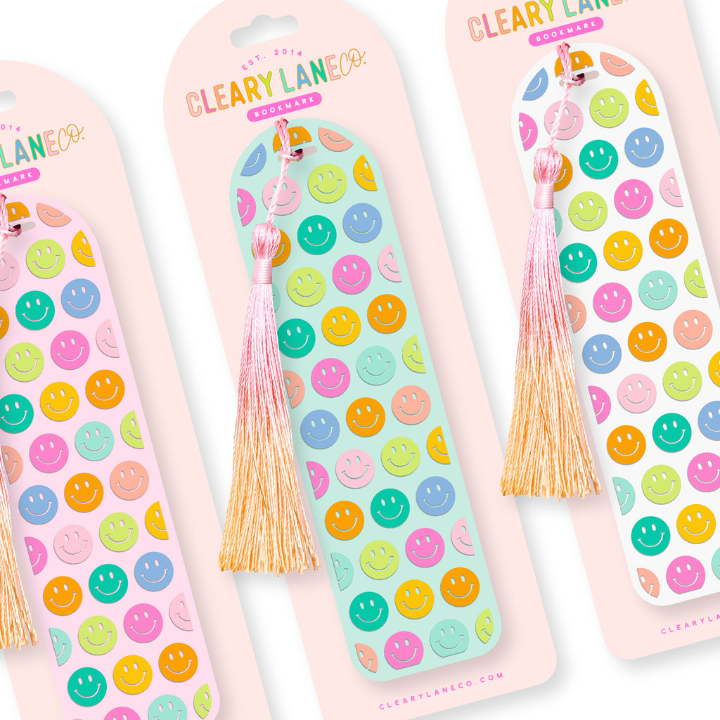 Acrylic Bookmark with Tassel | Rainbow Smiley Face