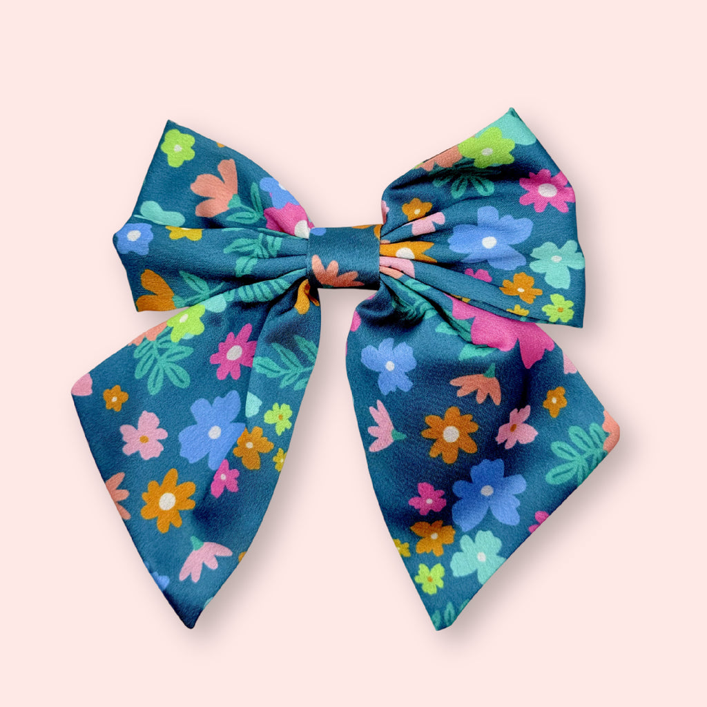 Hair Bow | Emerald Rainbow Jungle