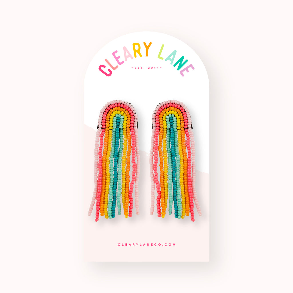 Beaded Rainbow Earrings | Pink Rainbow
