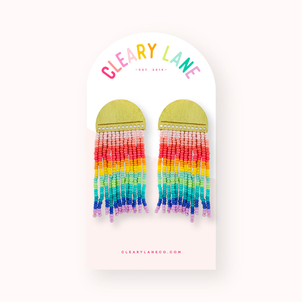 Beaded Rainbow Earrings | Rainbow Stripes