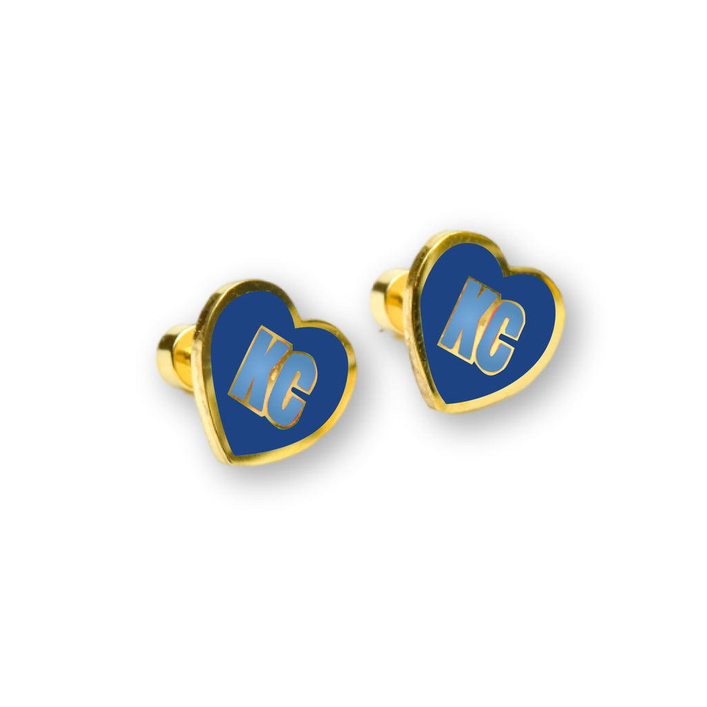 Kansas City KC Heart Enamel Stud Earrings | Royal Blue
