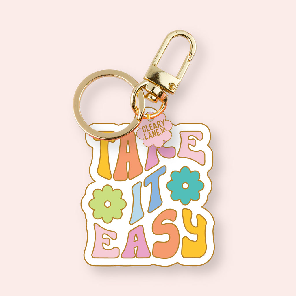 Take it Easy Enamel Keychain