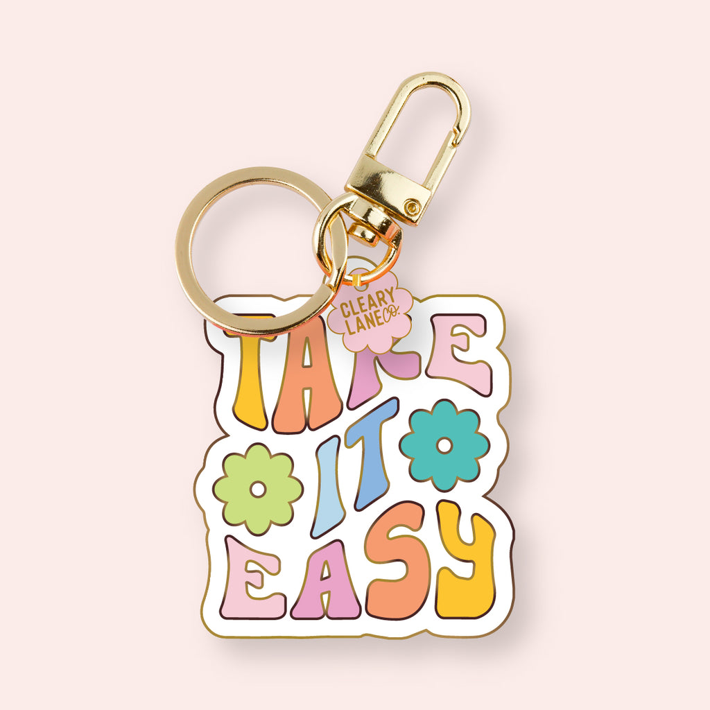 Take it Easy Enamel Keychain