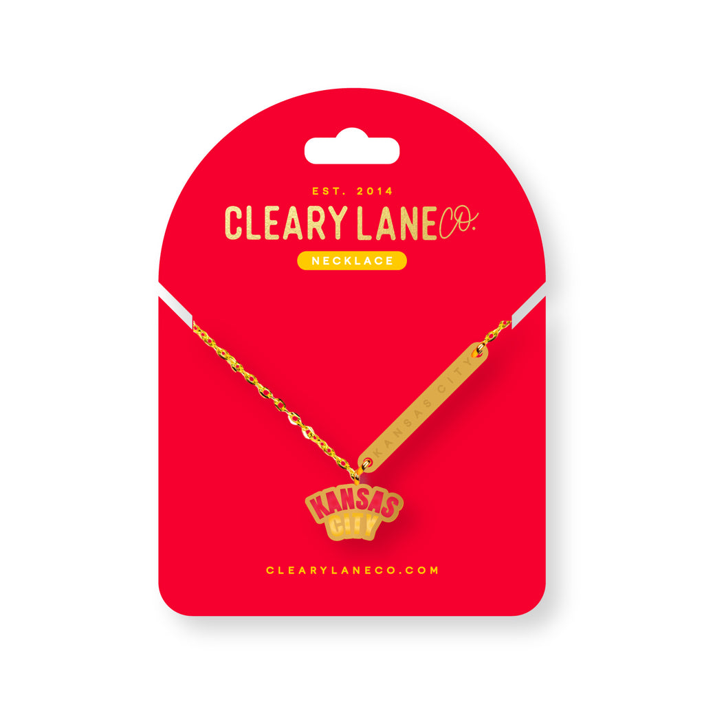 Kansas City Red & Yellow Enamel Necklace