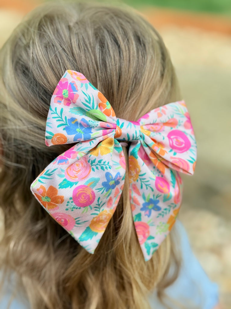 Hair Bow | Emerald Rainbow Garden