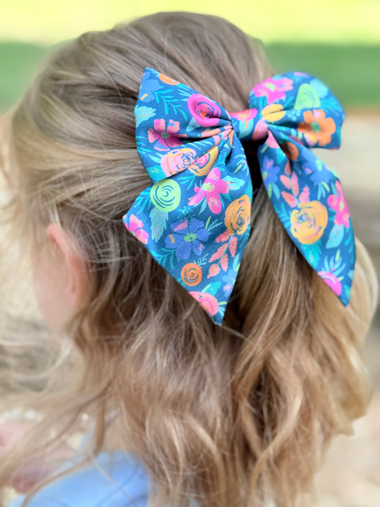 Hair Bow | Emerald Rainbow Garden