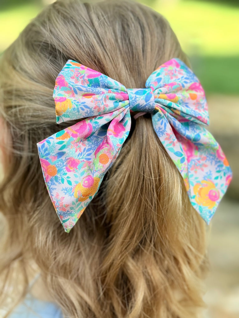 Hair Bow | Emerald Rainbow Jungle