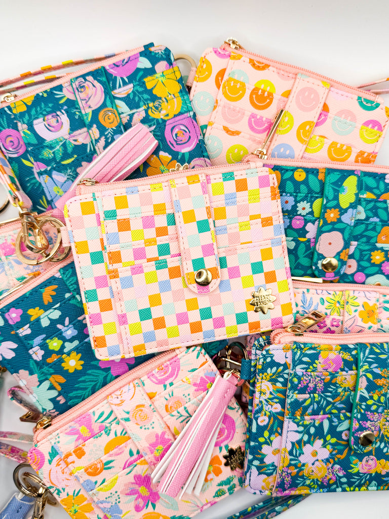 Wallet Keychain | Blush Rainbow Checkers