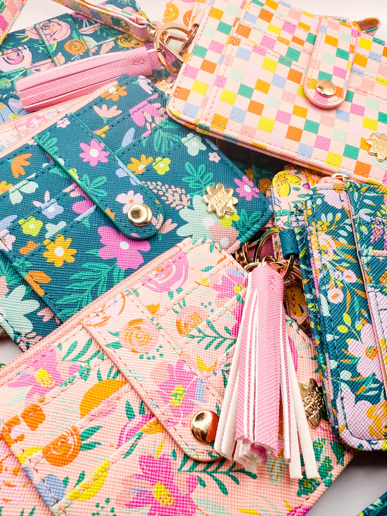 Wallet Keychain | Emerald Rainbow Blooms