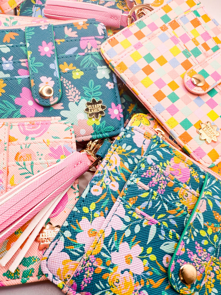 Wallet Keychain | Blush Rainbow Flowers