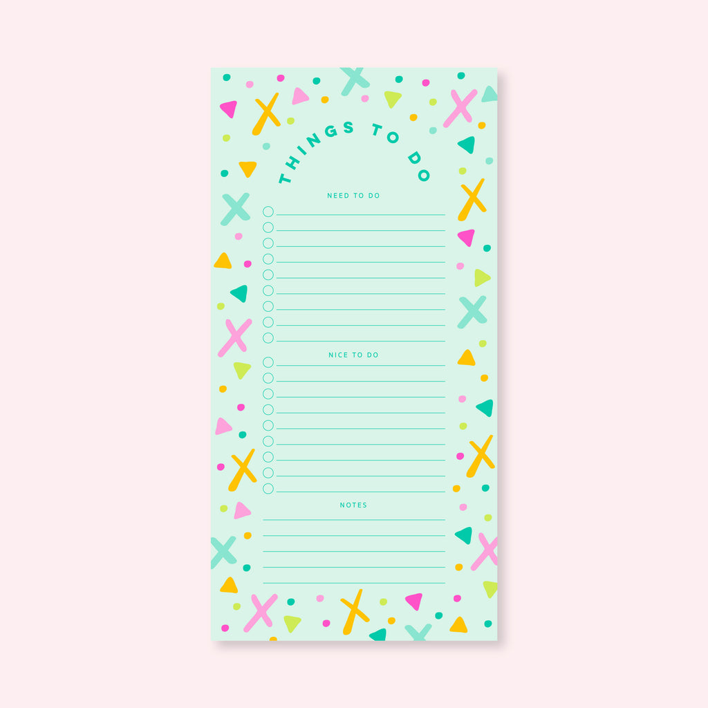 List Notepad | Mint Rainbow Shapes