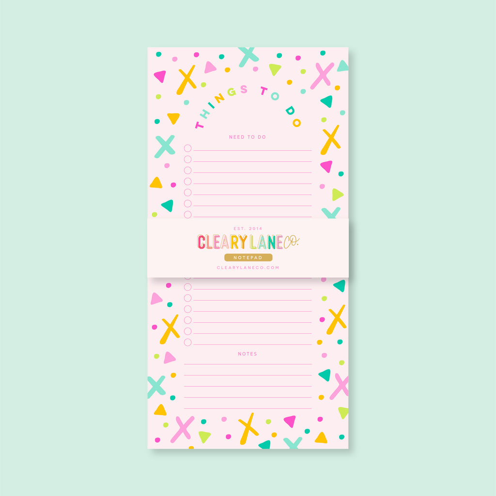 List Notepad | Pink Rainbow Shapes