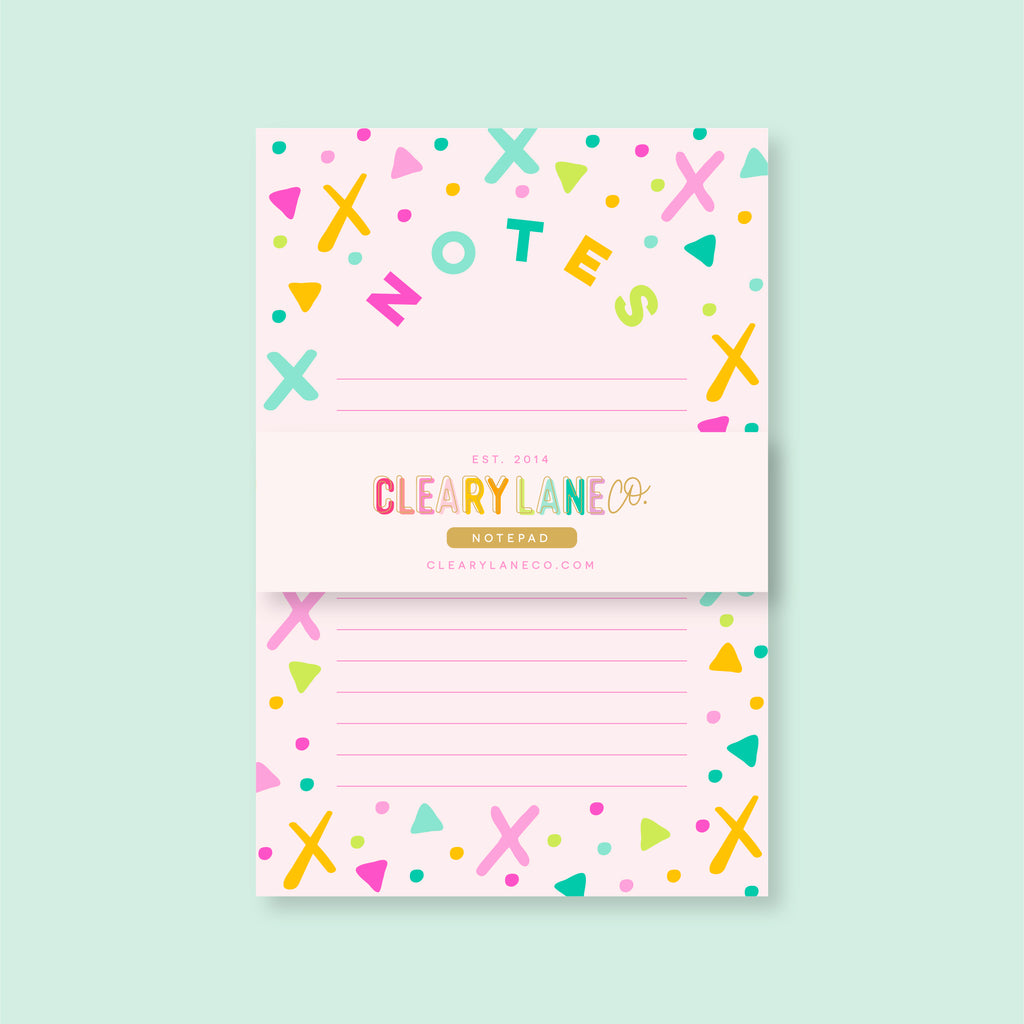 Small Notepad | Pink Rainbow Shapes