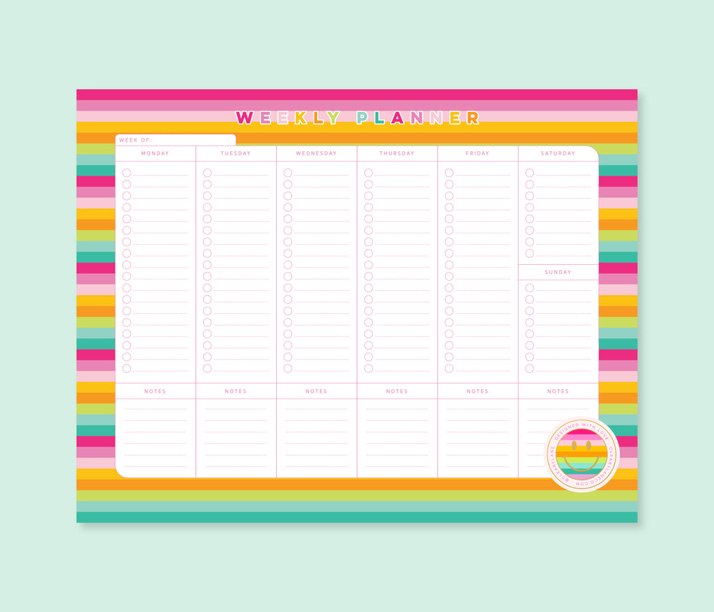 Weekly Planner Notepad | Rainbow Sunset