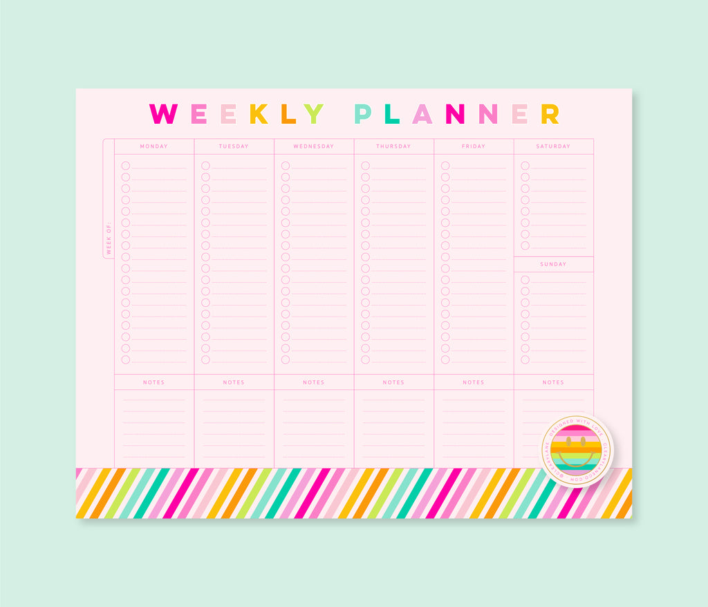 Weekly Planner Notepad | Rainbow Stripes