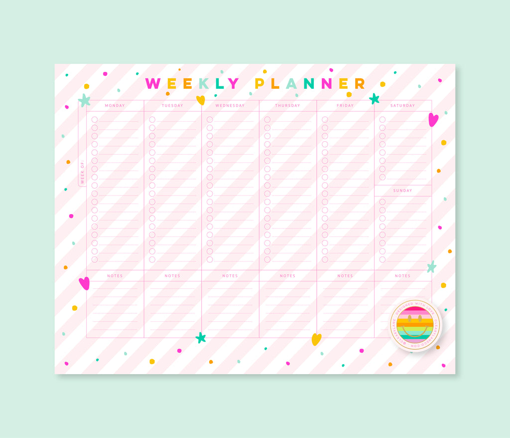 Weekly Planner Notepad | Pink Stripes