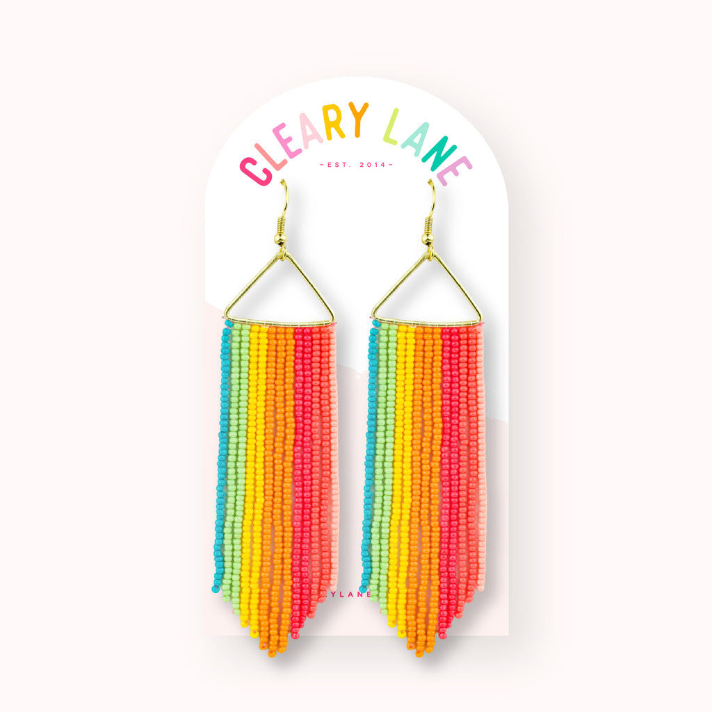 Beaded Dangle Earrings | Rainbow Stripes