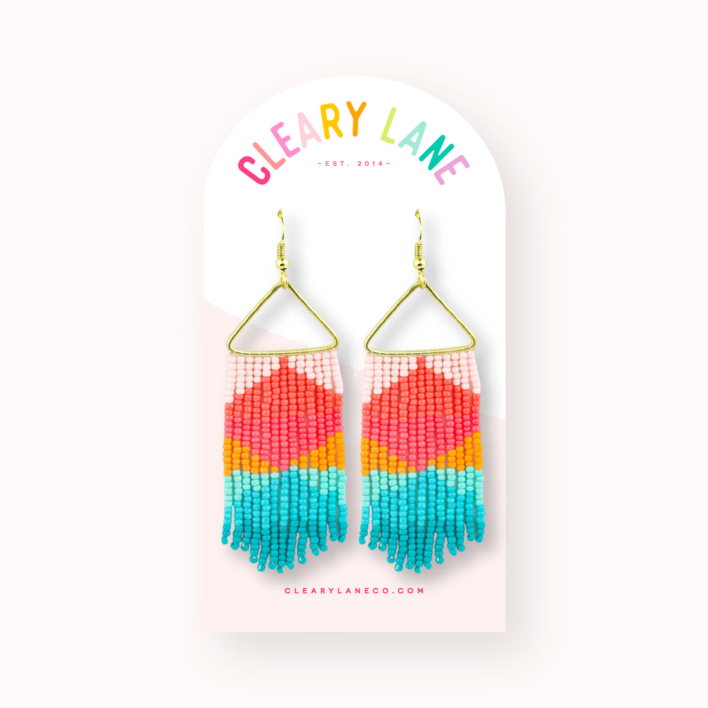 Beaded Dangle Earrings | Rainbow Aztec