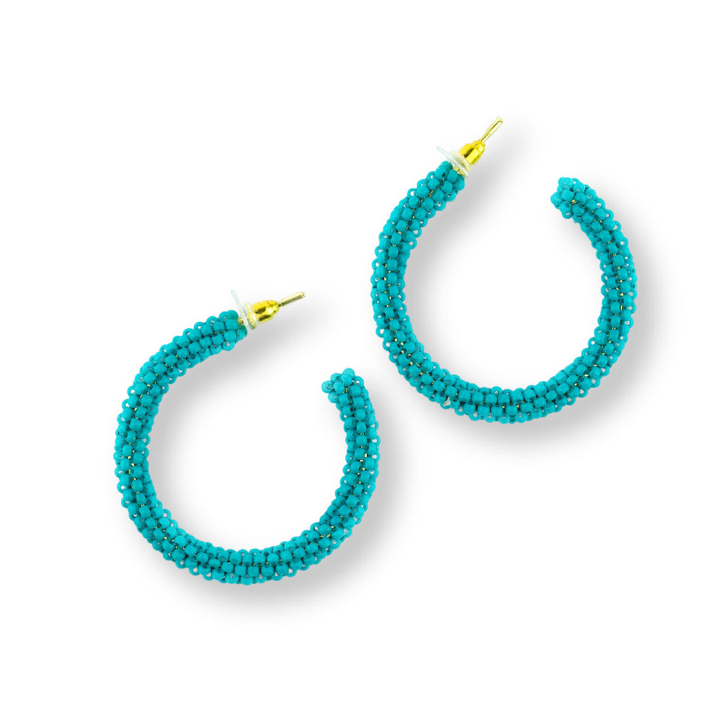 Beaded Hoop Earrings | Emerald
