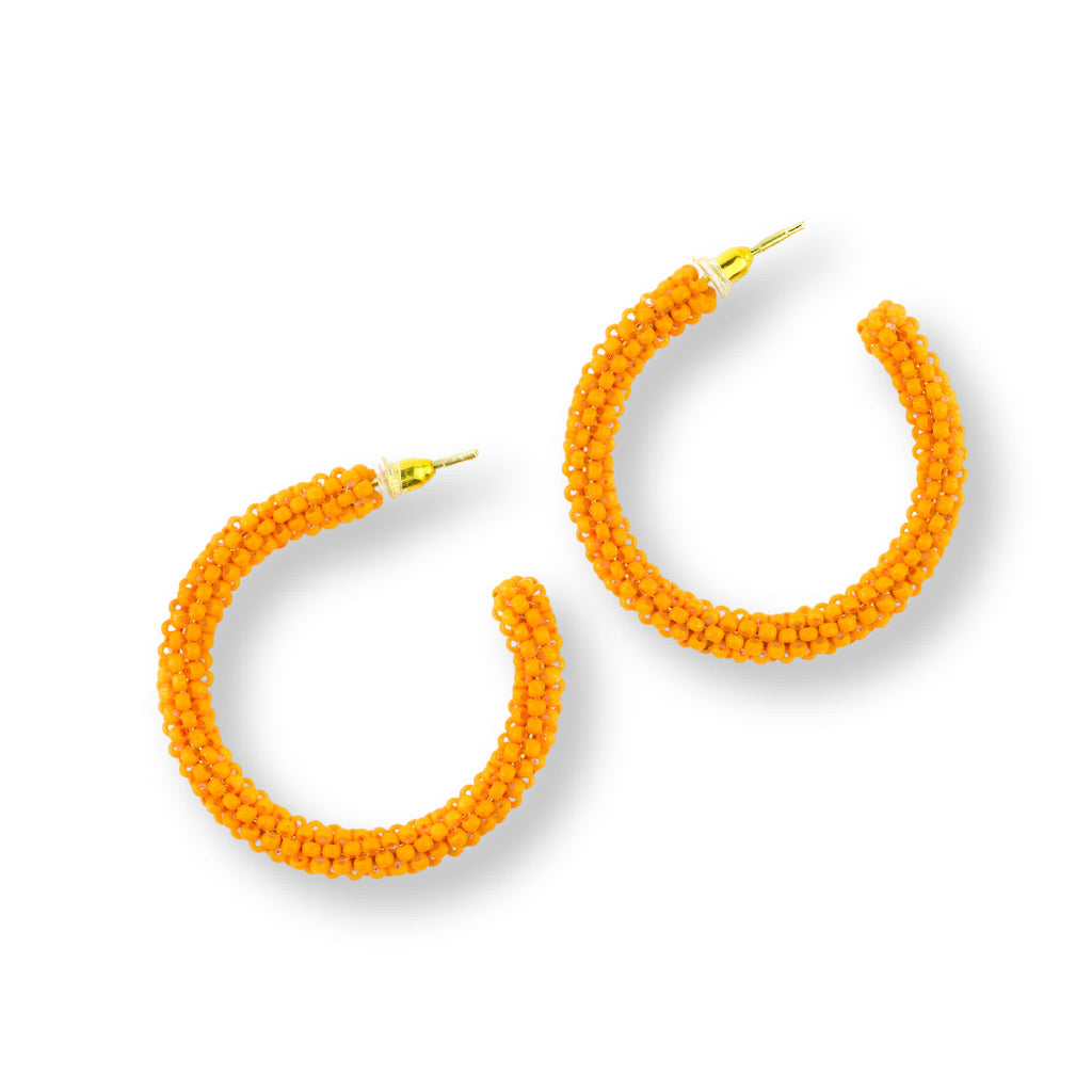 Beaded Hoop Earrings | Orange
